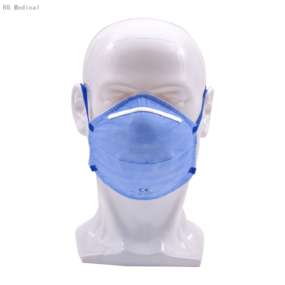 Respirateur en forme de tasse filtrante bleue FFP2 anti-buée