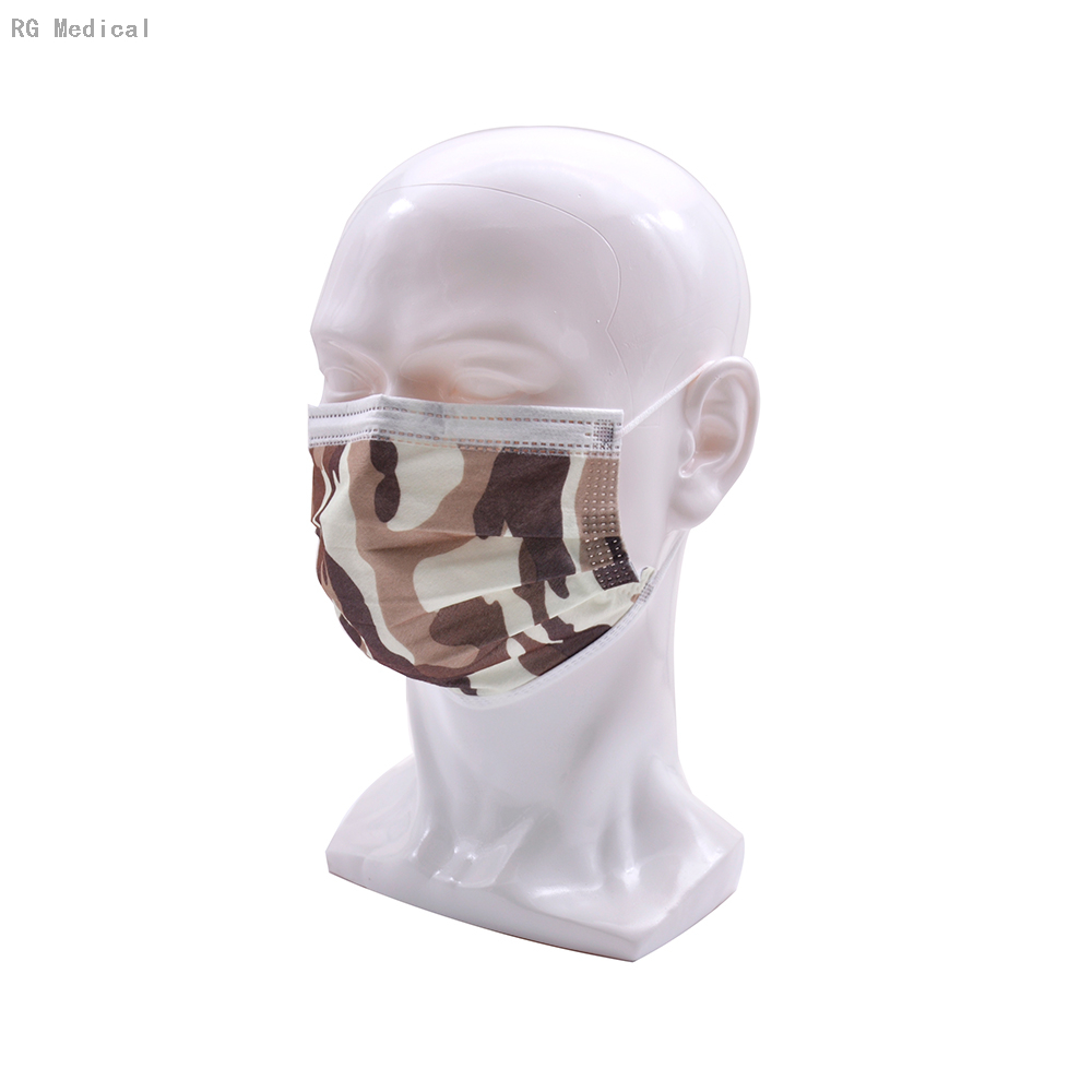 Masque facial de camouflage militaire brun jetable 3 plis